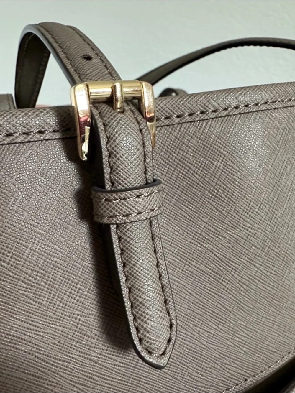 Michael Kors Taupe Saffiano Leather Tote with MK Charm